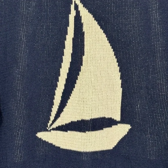 Vintage Binghamton Knitting Co. Nautical Navy Sweater Sailboat men’s 2X made USA